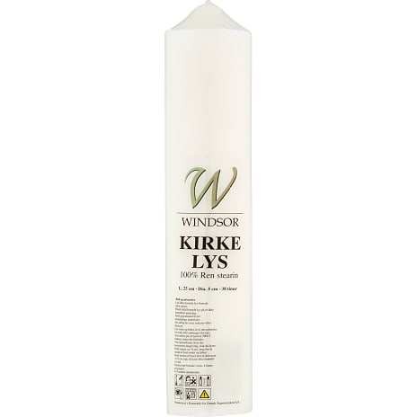 Windsor bloklys ren stearin 5x25 cm - hvid
