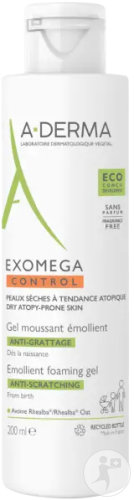 A-Derma Exomega Control Gel Moussant Émollient Anti-Grattage Peau Sèche Tendance Atopique 200ml