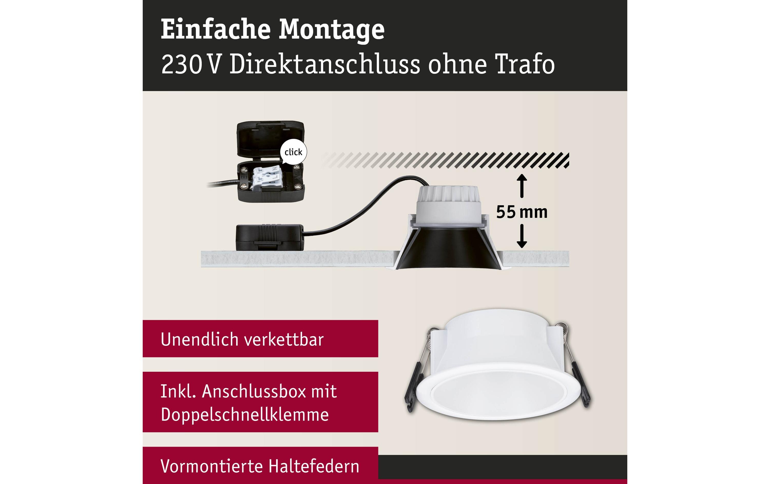 Einbauleuchte LED Cole Coin 3er-Set WeissDimmbare Einbauleuchte