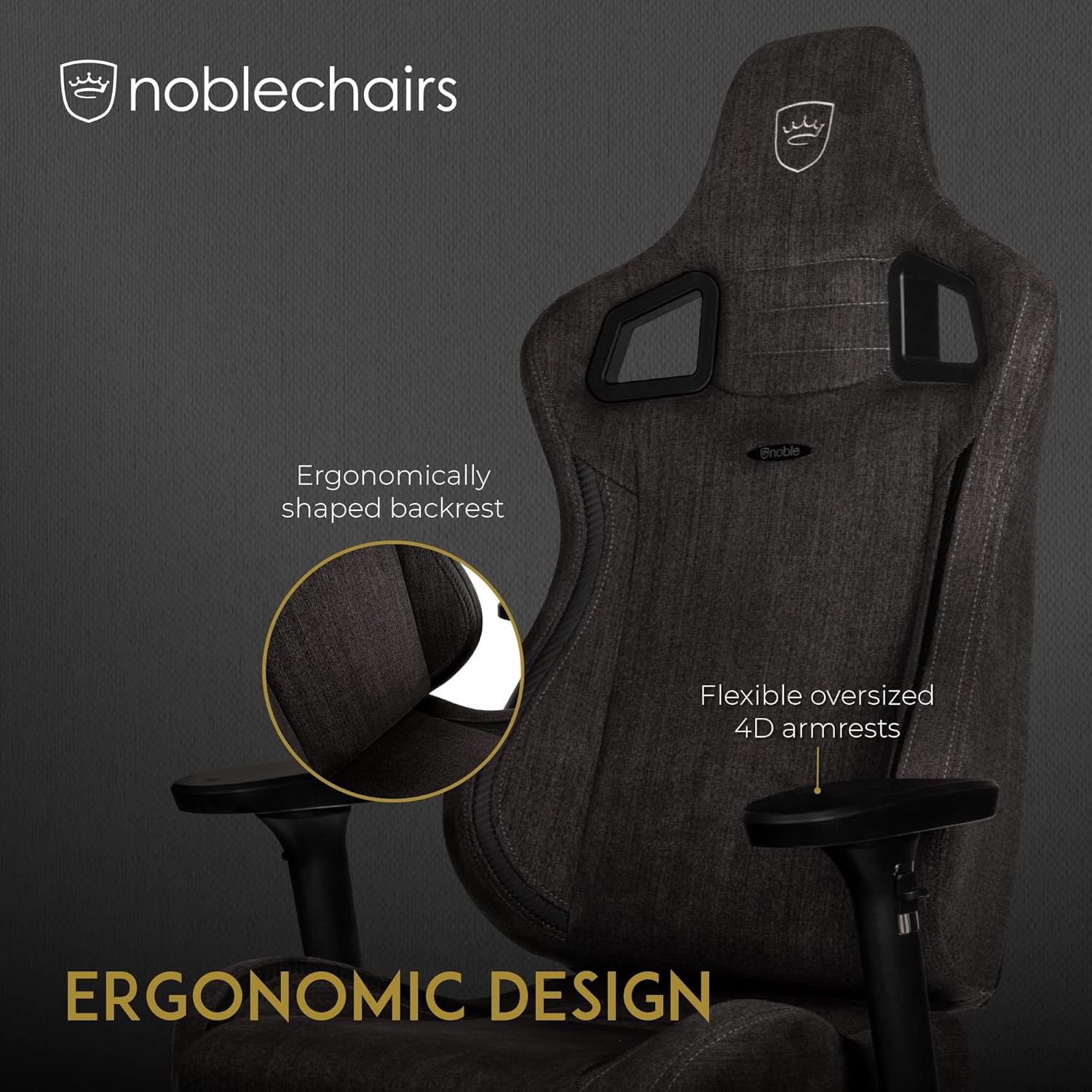 noblechairs Epic TX Gaming Stuhl, Bürostuhl, Schreibtischstuhl, Atmungsaktives Textilgewebe, Kopf- und Lendenstütze, Entwickelt für Nutzer bis 120 kg, (Anthrazit, Textilgewebe)