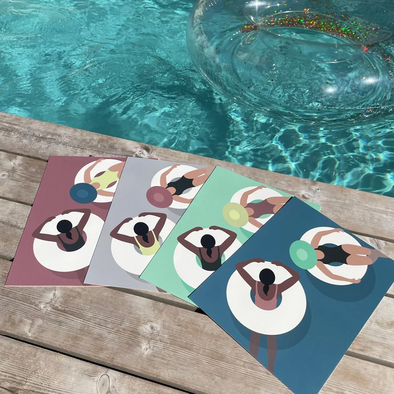 Lot de 4 sets de table L 40xl 30cm - MIX SWIMMING POOL 99deco