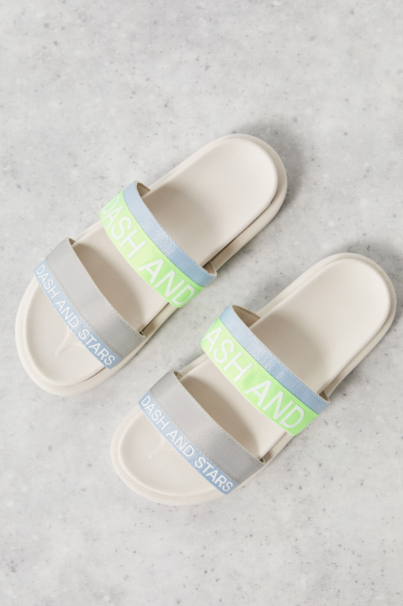 Chanclas tiras logo azul/ lima - verde