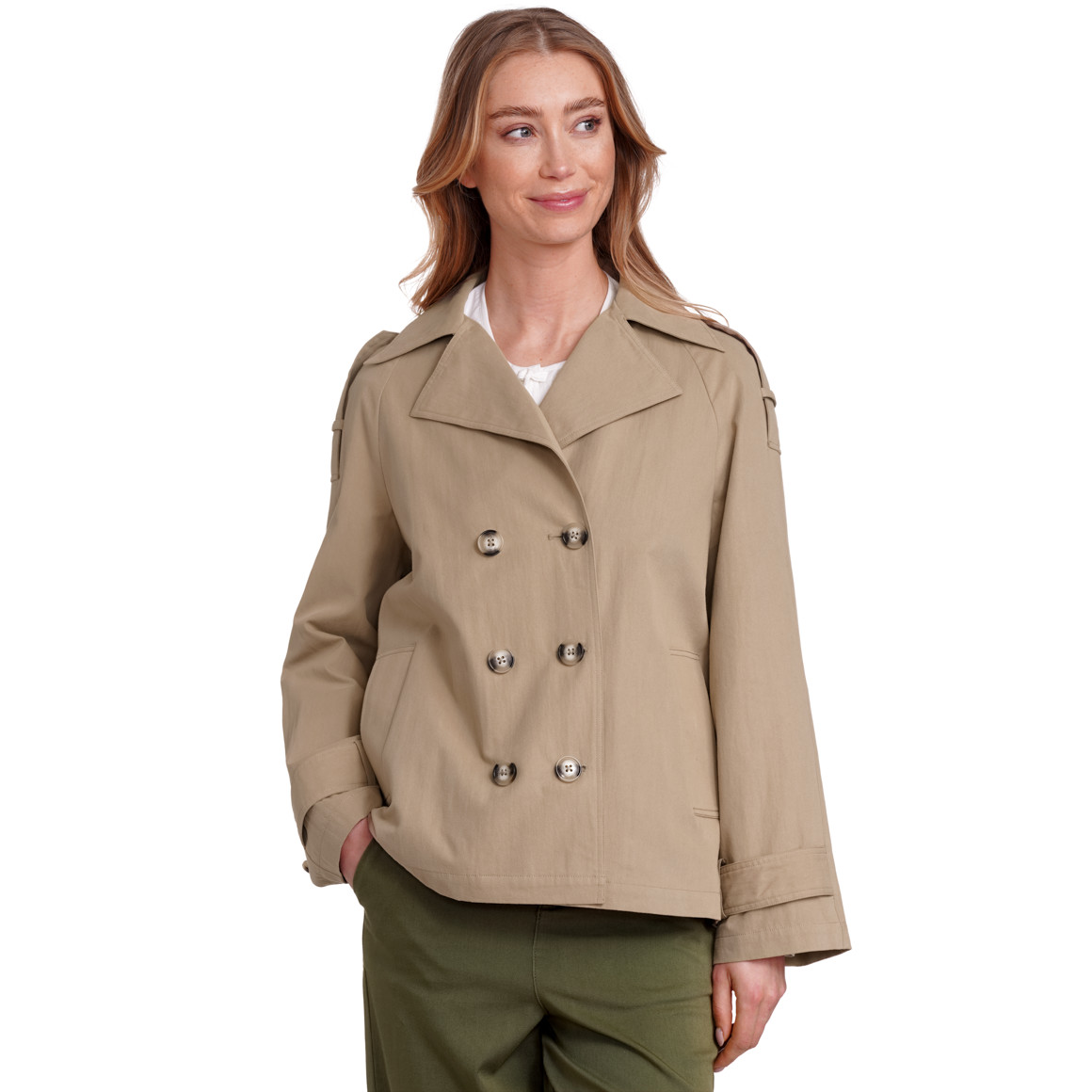Damen Trenchjacke mit doppelten Knöpfen beige