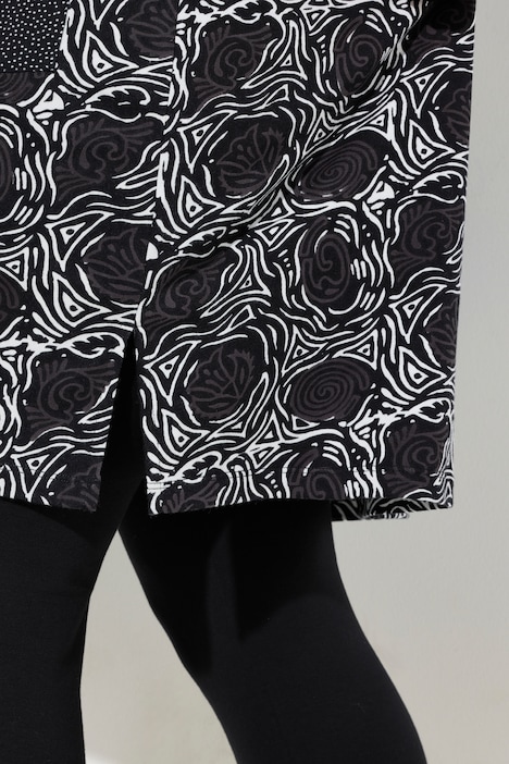 Longshirt, A-Linie, Blumendruck, 3/4-Ärmel