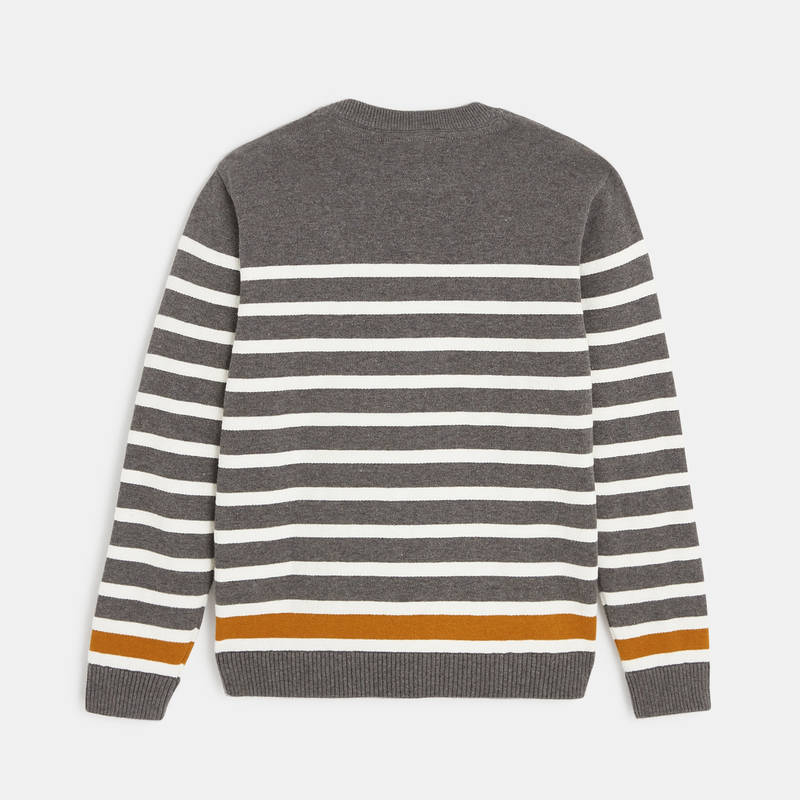 Pull marin en tricot gris garçon