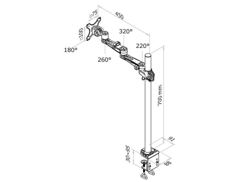 NEOMOUNTS Tischhalterung FPMA-D935POLE70 bis 12 kg – Silber Für Flachbildschirme von 10