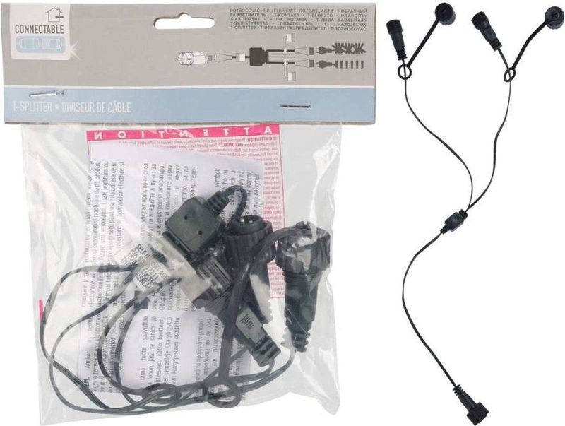 Kerstverlichting T-splitter - Accessoires Kerstverlichting - IP44 - Zwart