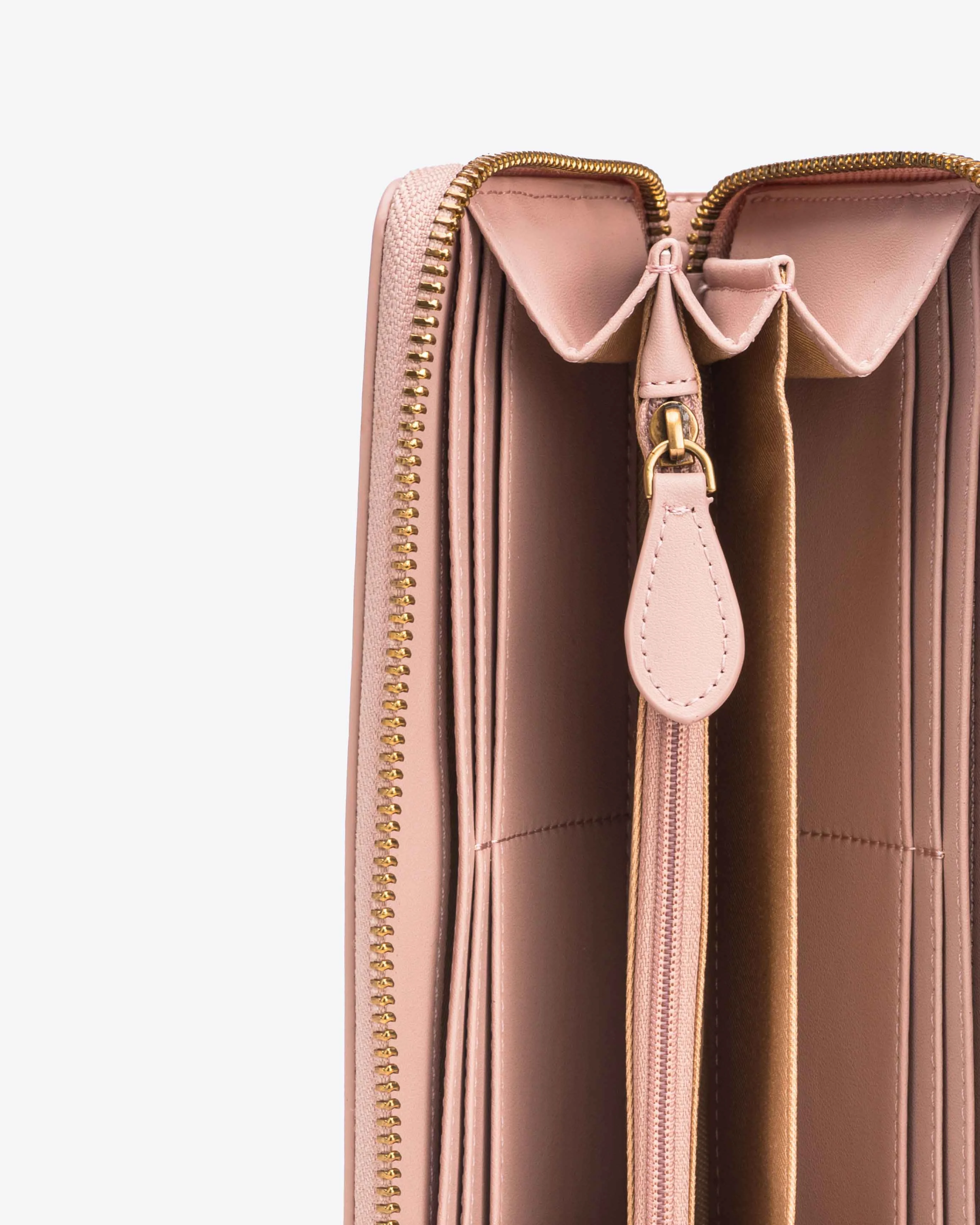 Portefeuille à contour zippé | Rose
