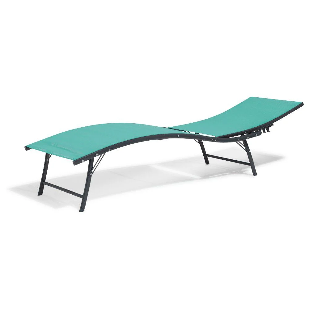 Bain de soleil Bahia pliant 5 positions bleu émeraude