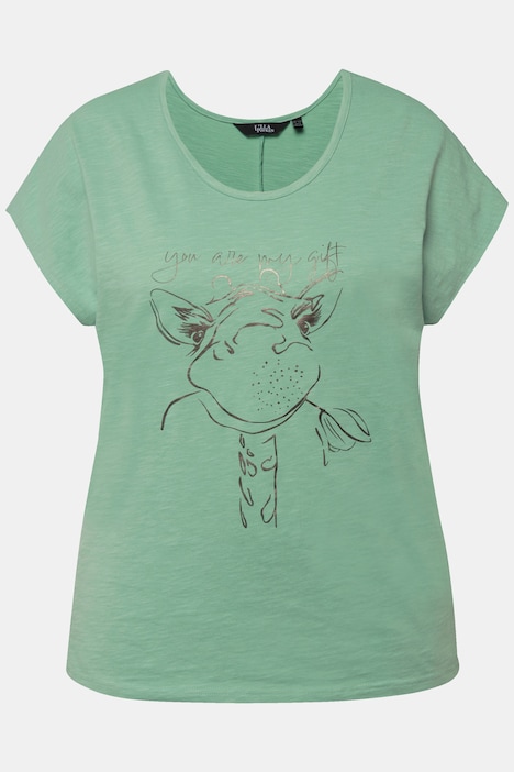 T-Shirt, Metallic-Tiermotiv, Oversized, Rundhals, Halbarm