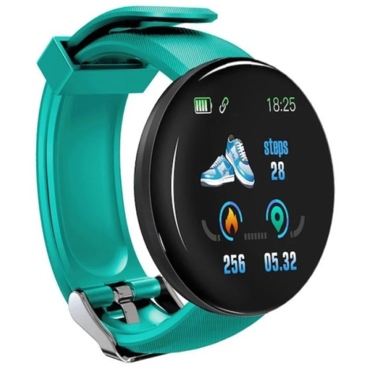 Relógio inteligente Klack Kd18 com monitoramento de frequência cardíaca, pressão arterial e notificações.