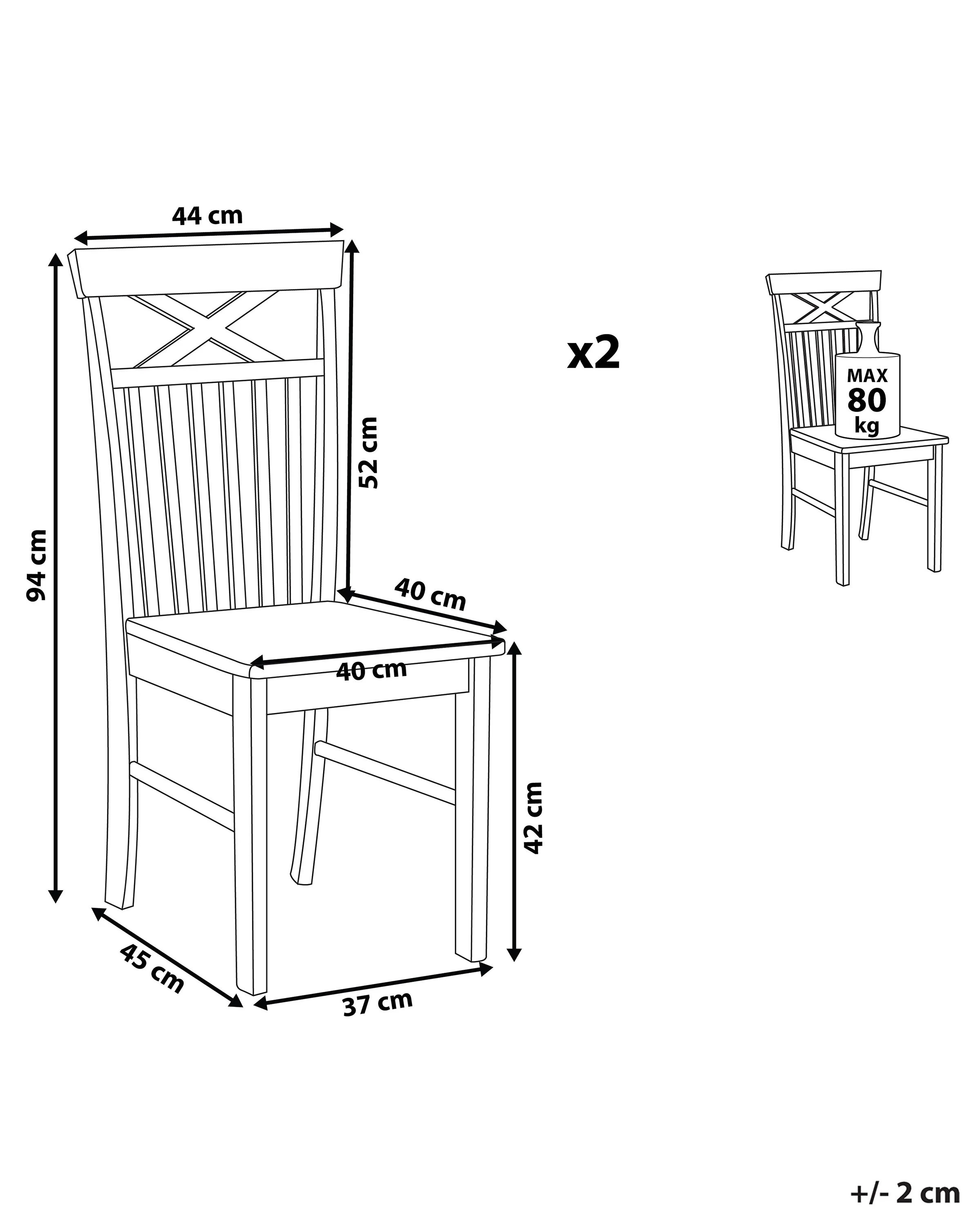 Set van 2 eetkamerstoelen HOUSTON Hout Wit