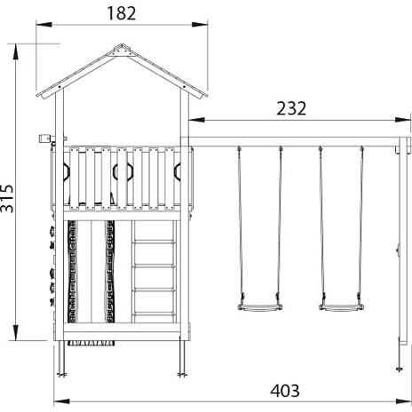 Jungle Gym Chalet 2.1 legetårn komplet inkl. gyngemodul og rutsjebane