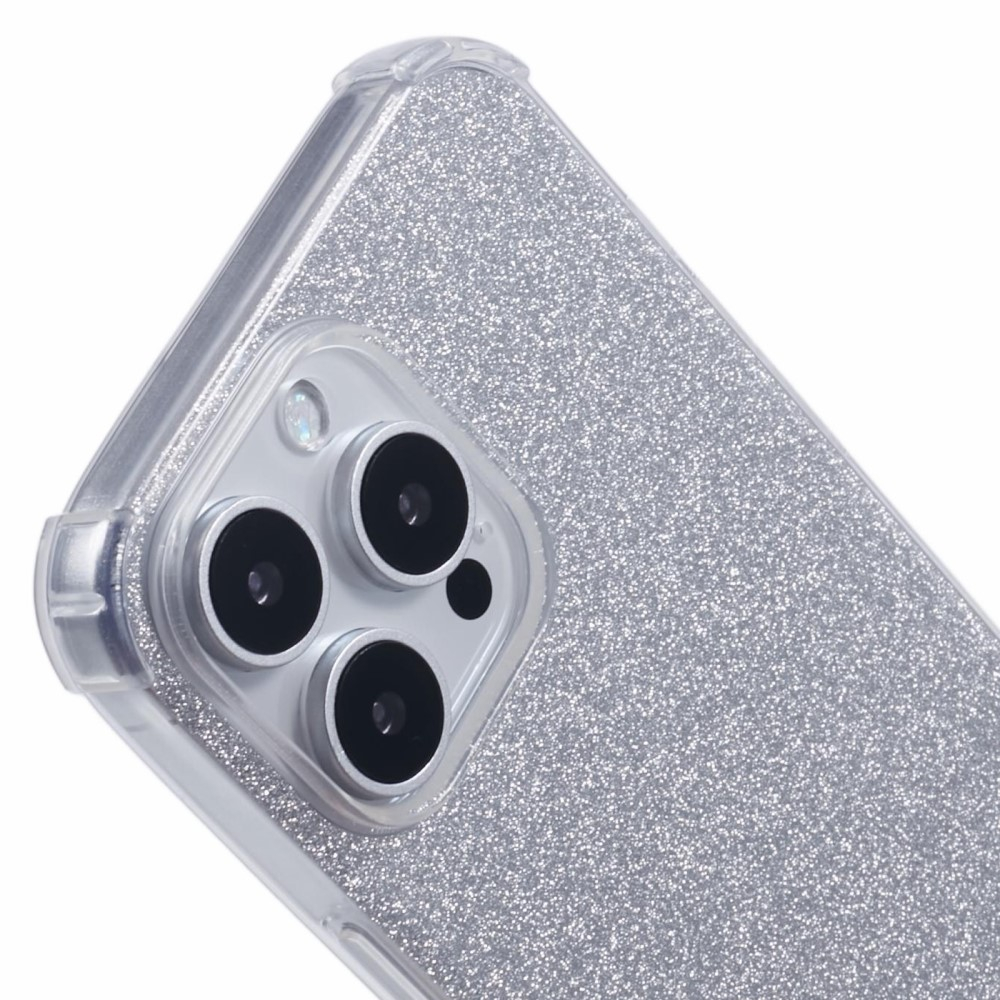 iPhone 16 Pro Hybrid Hülle TPU Bumper mit Acryl Rückseite   Wechselbare Einlegekarten - Transparent / Silber