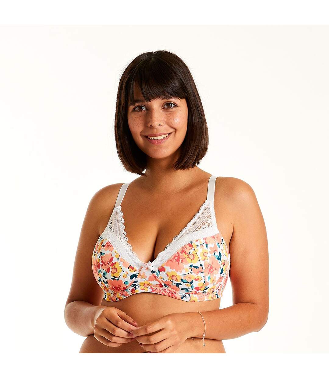 Soutien-gorge sans armatures coque souple blanc/orange Elena