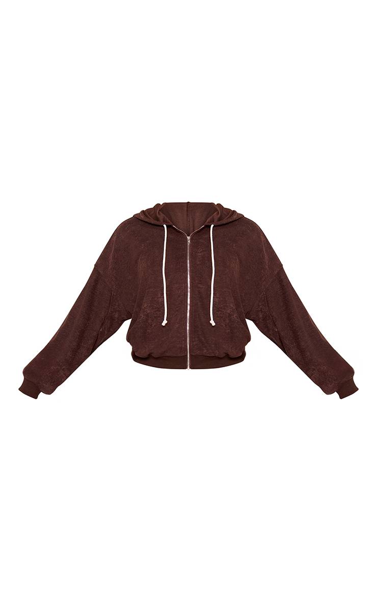 Chocolat Sweat À Casynthétiqueche Zippé En Tissu Éponge Avec Cordon De Serrage Contrasté