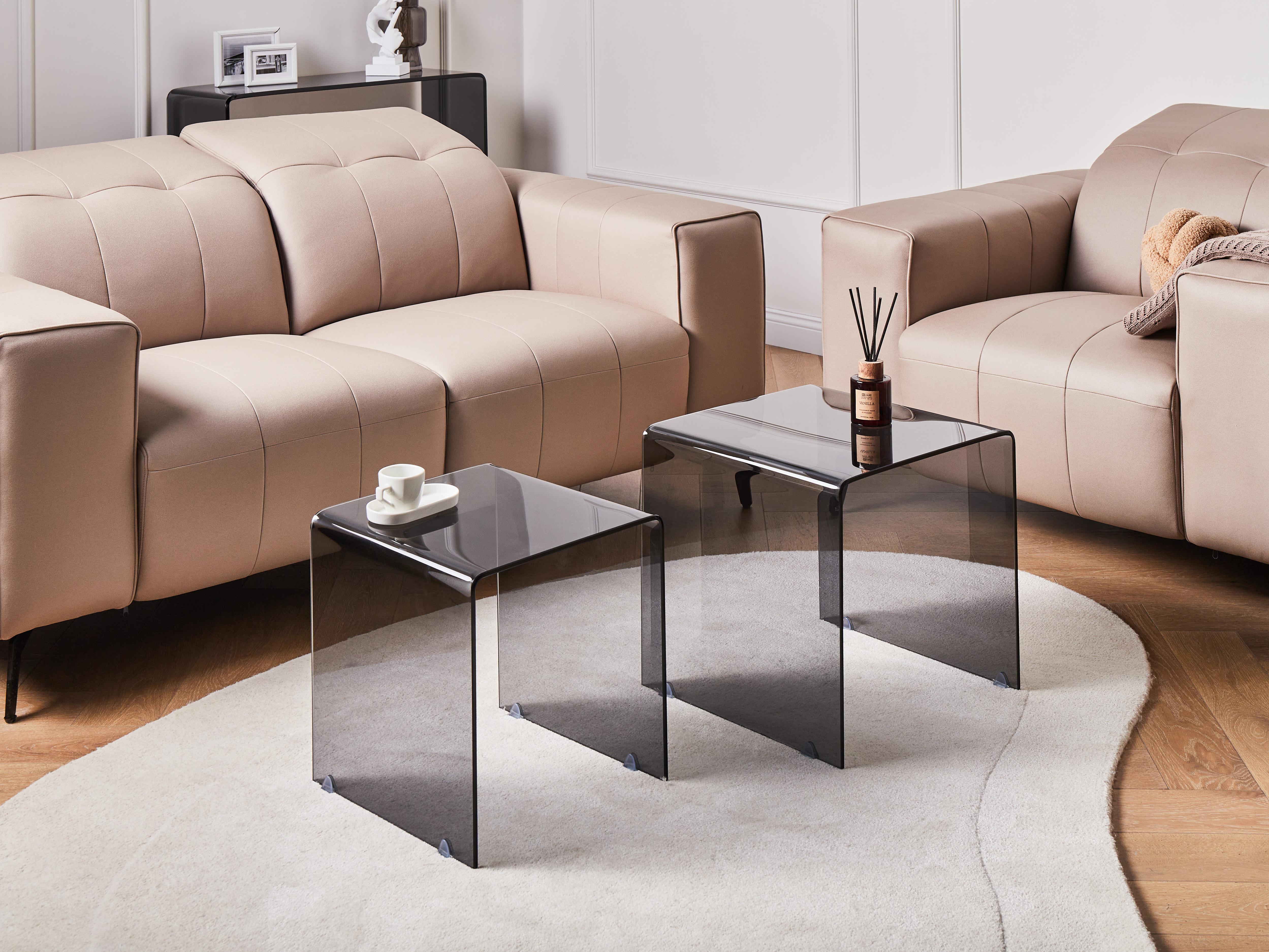 Set van 2 bijzettafels KENDALL Veiligheidsglas Zwart
