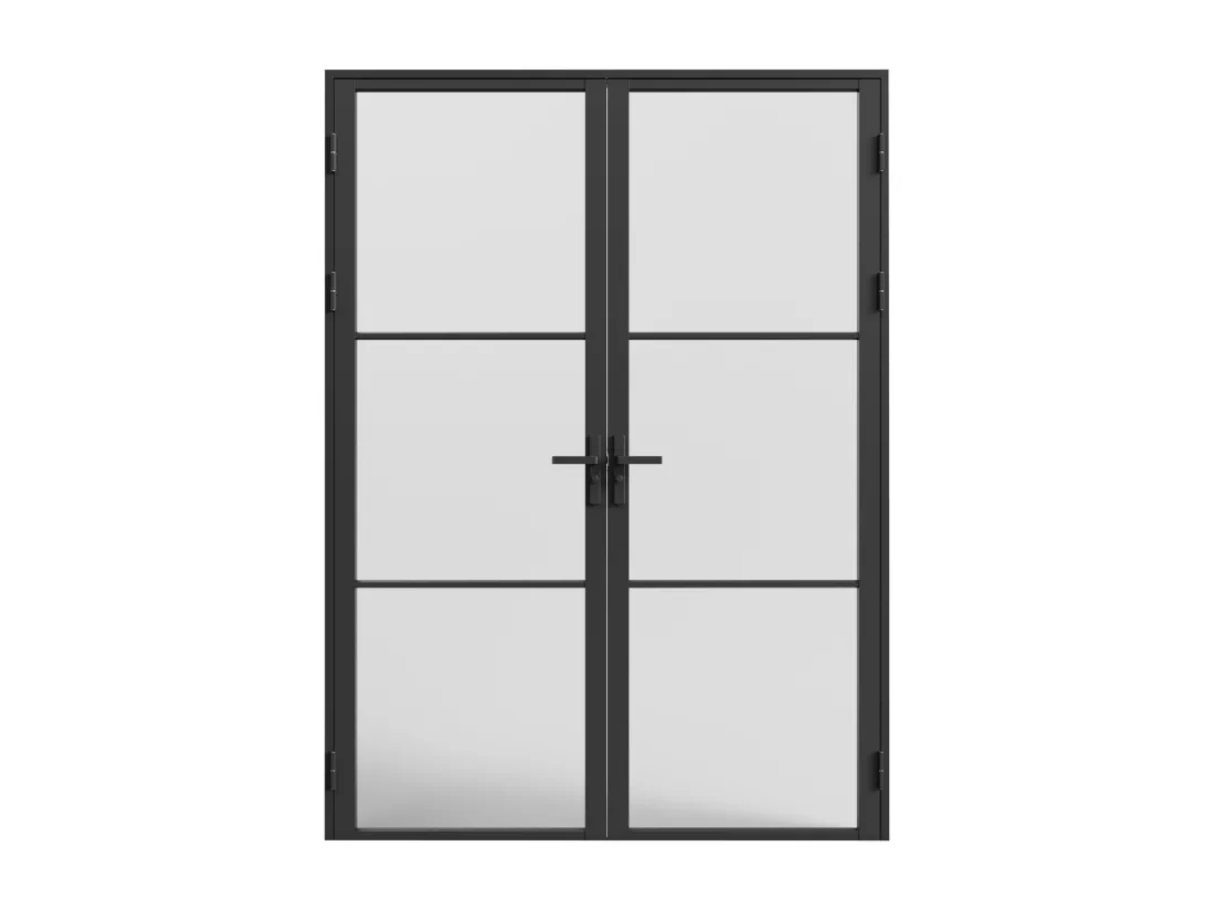 Bloc porte réversible à deux battants en aluminium et verre dépoli - 2 x H204 x L93 cm - Noir - MASERU