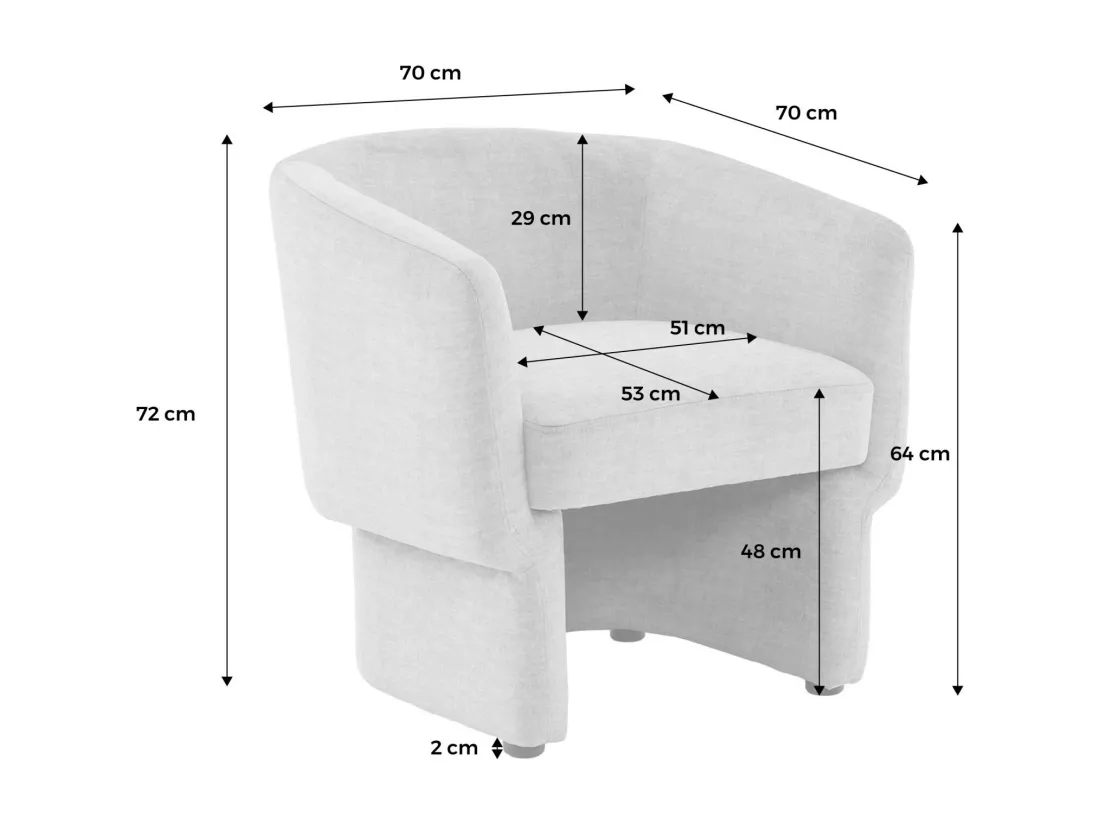 Fauteuil relax en tissu avec forme de dossier et piètement arrondis gris clair