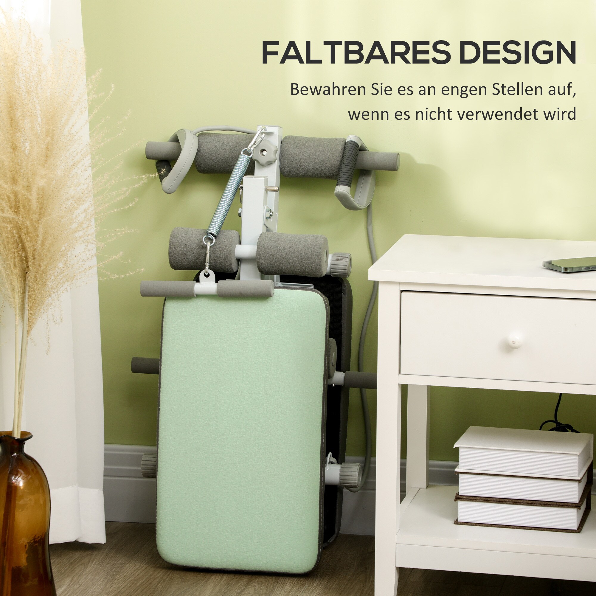 SPORTNOW Sit-up-Bank im Klappdesign grün 51L x 137B x 50-66H cm