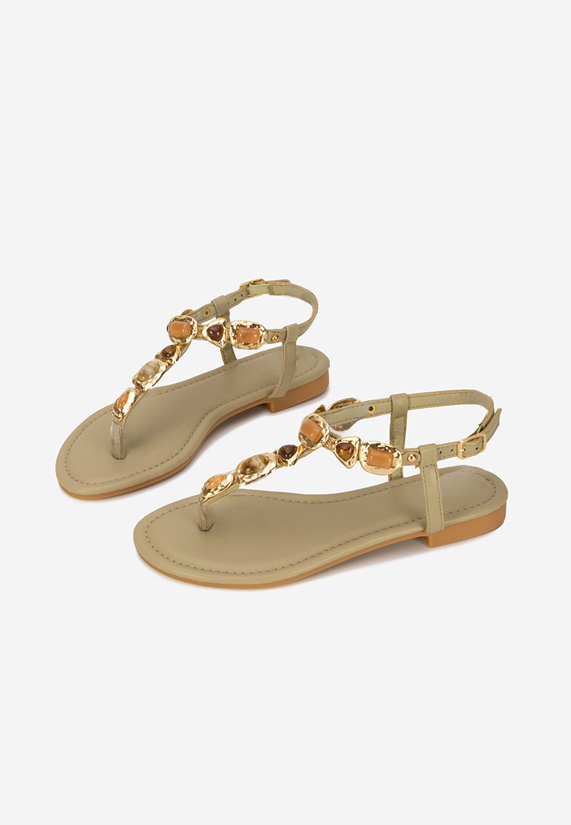 Sandales avec strass sans talon vert Darria