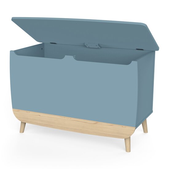 Firmiana Coffre à Jouets avec Couvercle   Bleu Orage / Bois Naturel        de               CBA Meubles
