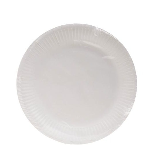 (50er Set) Ø23cm Pappteller Einweg Papier Teller Party Geschirr Tisch Deko (79110I) - Weiss