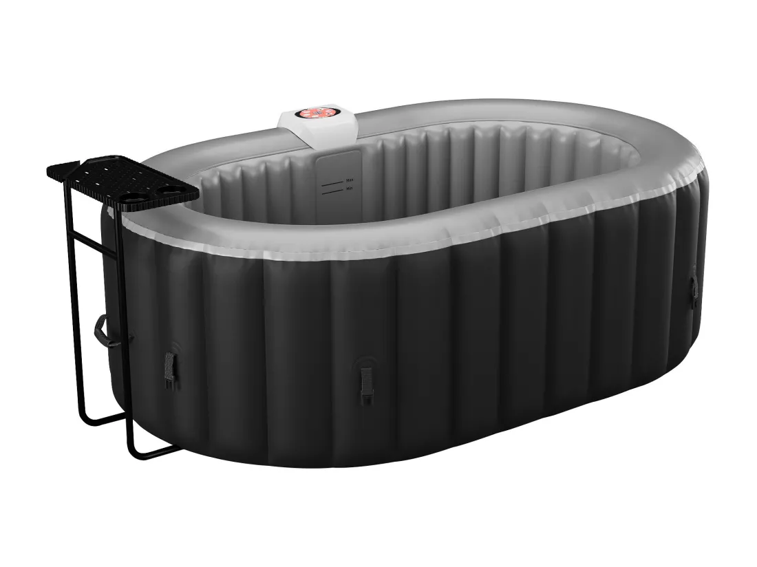 SPA gonflable ovale 2 places - L190 x P120 x H65 cm - 90 buses d'air - Noir - B-LUCKY II