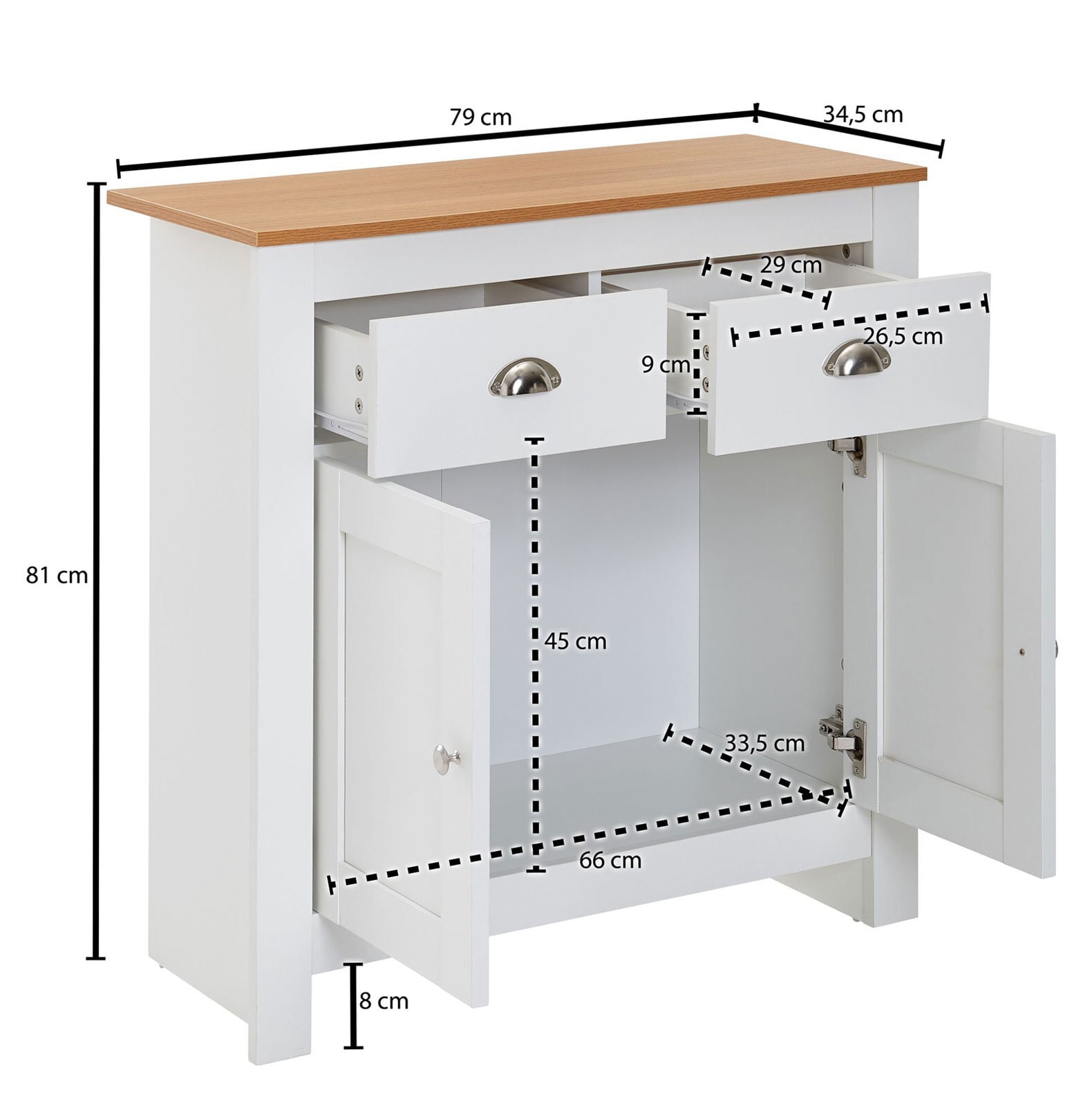 Kommode Bray weiß/braun 79 x 81 cm