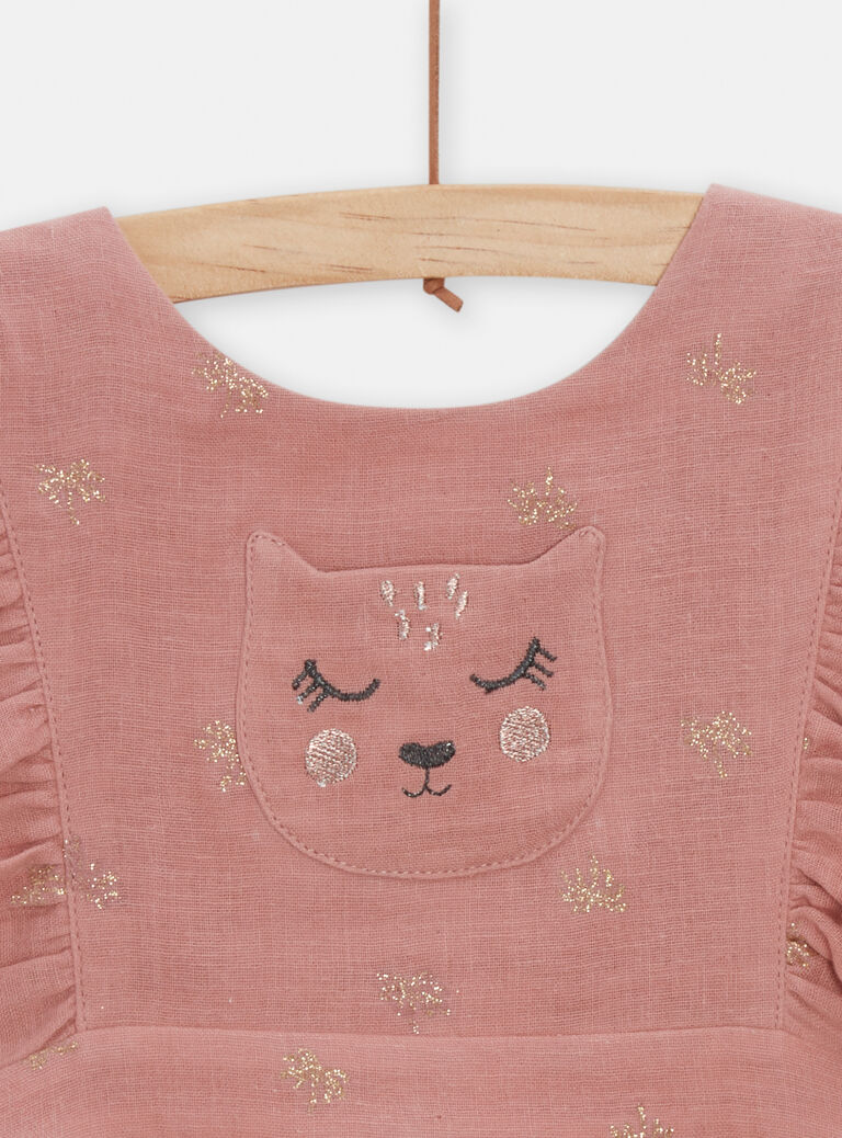 Robe rose à imprimé palmier bébé fille