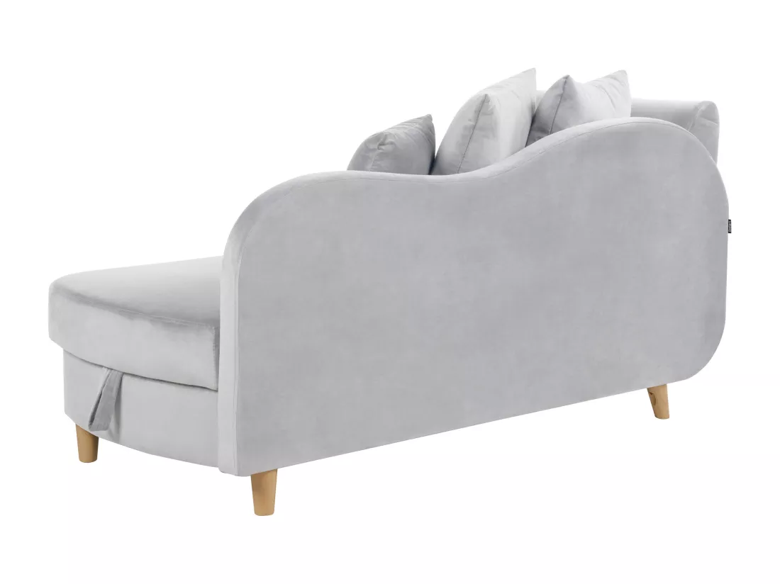 Chaise longue côté droite en velours gris clair MERI II