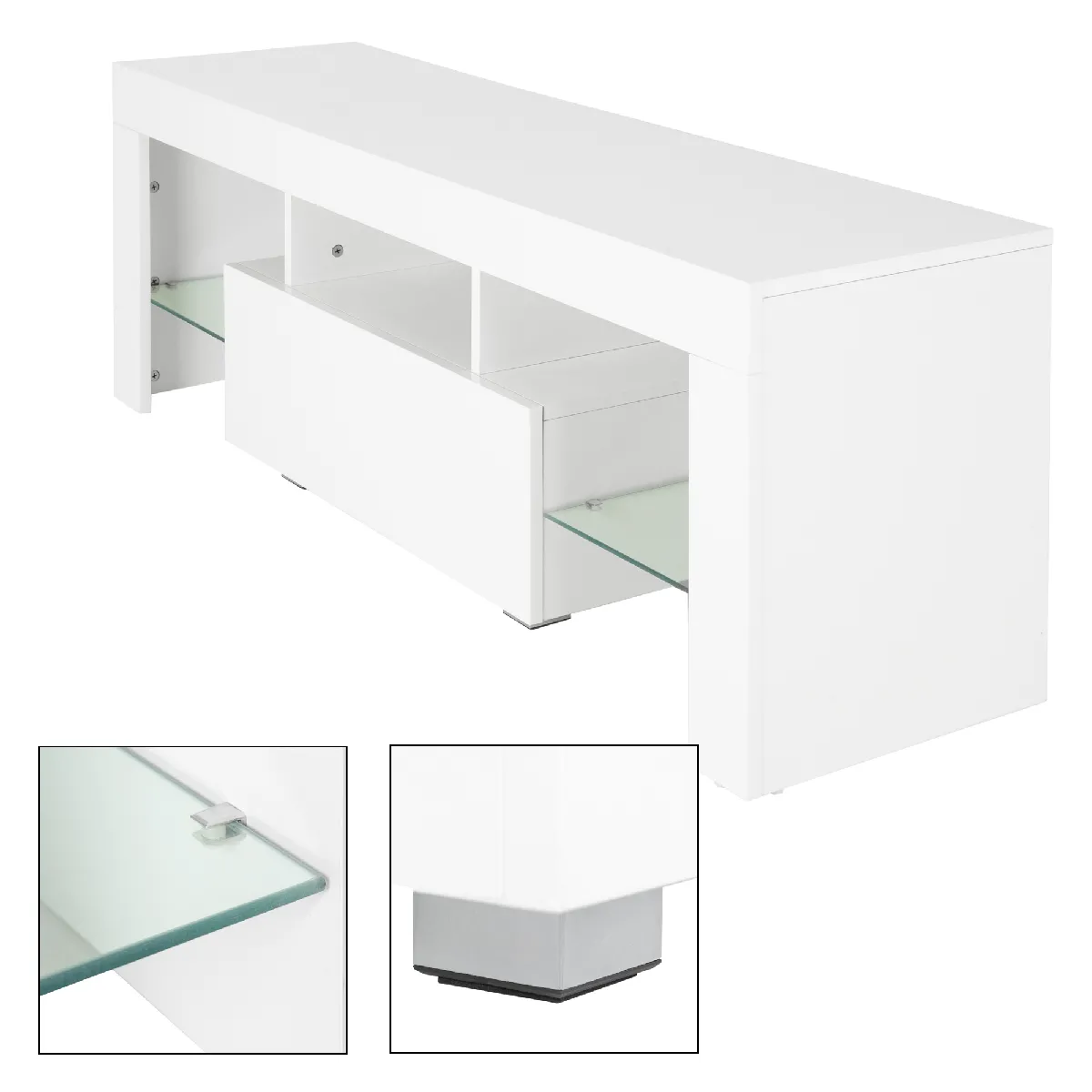 ECD Germany Meuble TV LED - Blanc