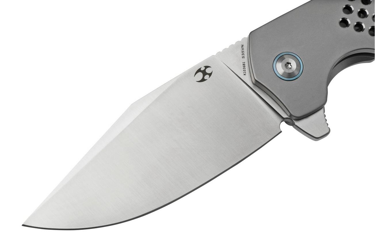 Kansept Entity K1036B1 Satin, Bead Blasted Titanium zakmes, Nalu Knives design