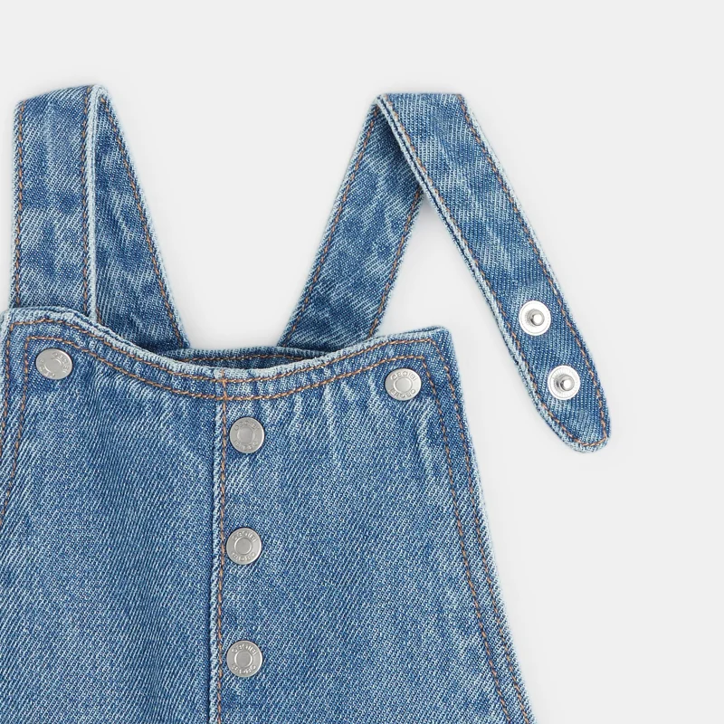 Salopette longue boyfriend denim bleue bébé fille Bleu
