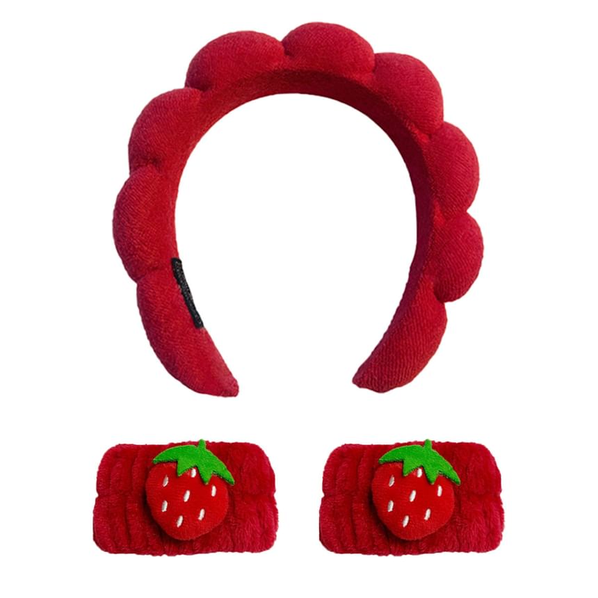 Bohod - Set van 3: effen gezichtsreiniger hoofdband + cartoon polsband