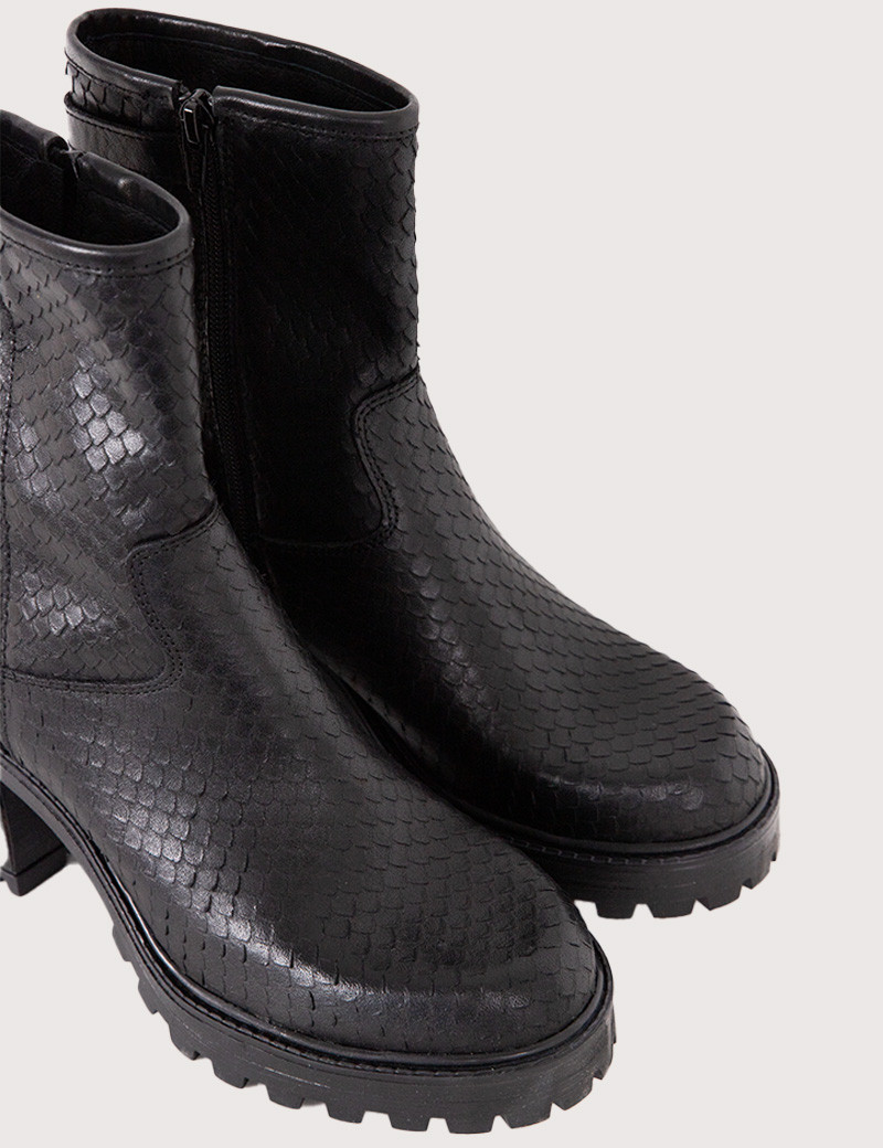 PAOYAMA BOTTINES TALON COURT CUIR CILDA NOIR