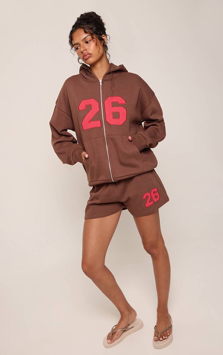 Chocolat Short En Molleton Rouge Avec Appliqué 26