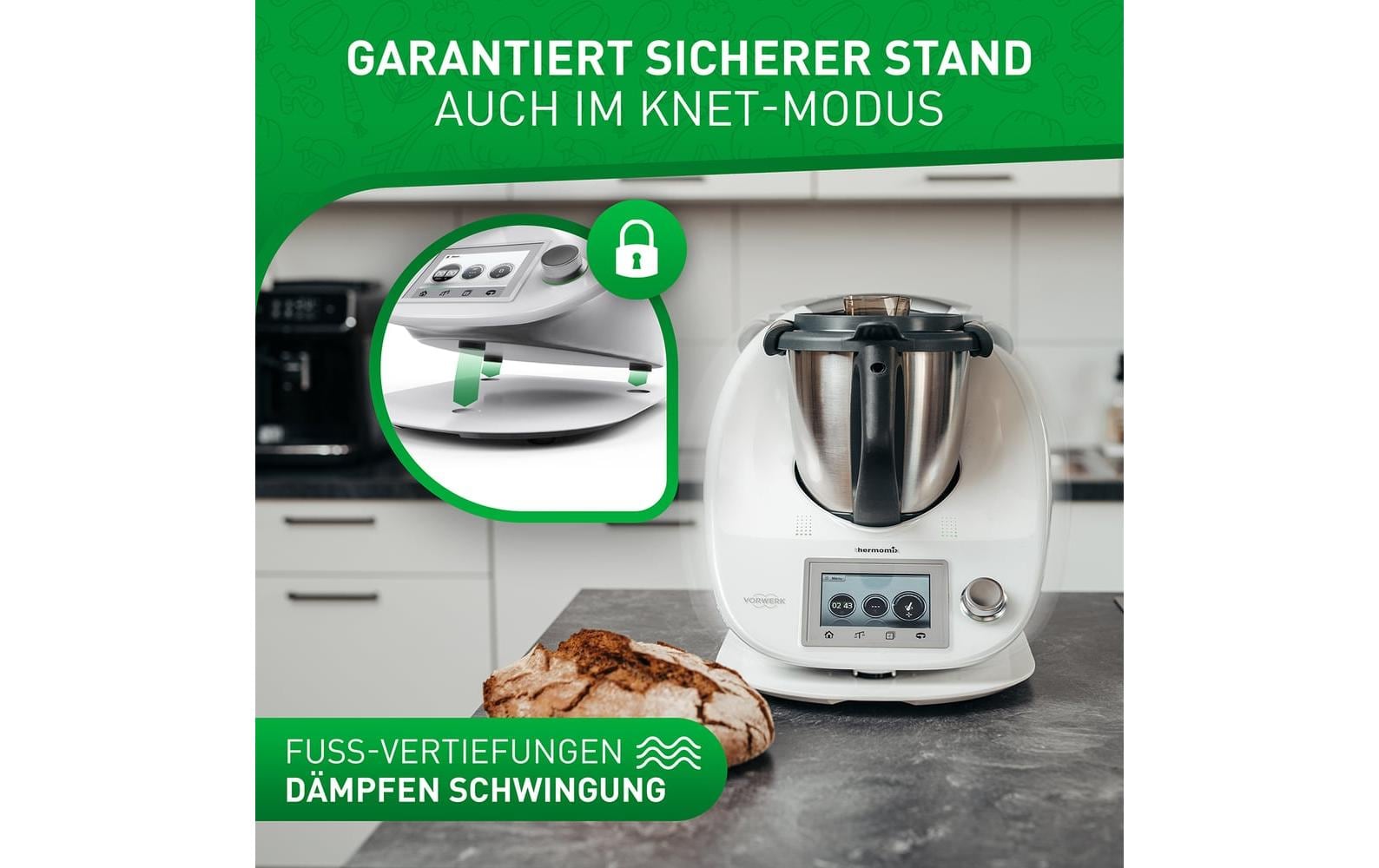 Gleitbrett für Thermomix – Mineral-AcrylsteinBewegliche Standplatte aus Acryl