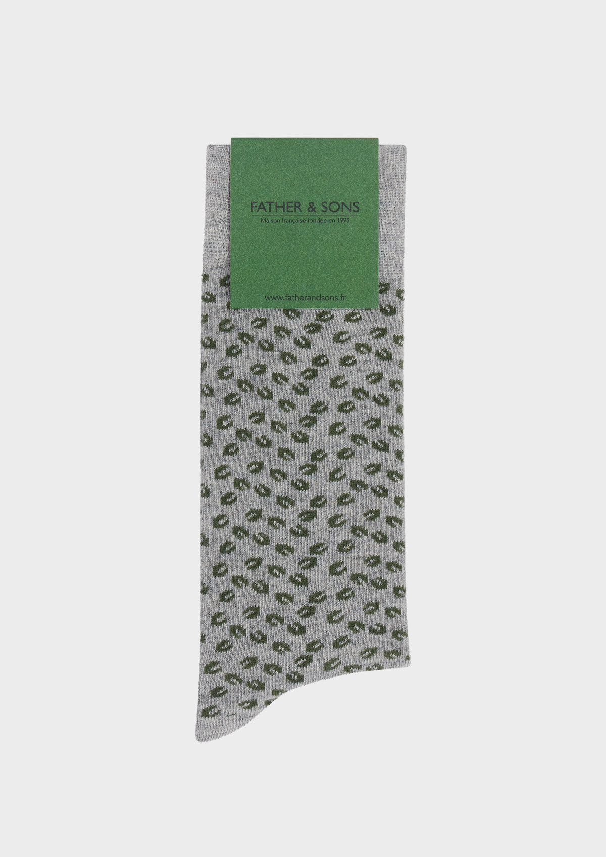 Chaussettes en coton bio mélangé gris à motif fantaisie kaki