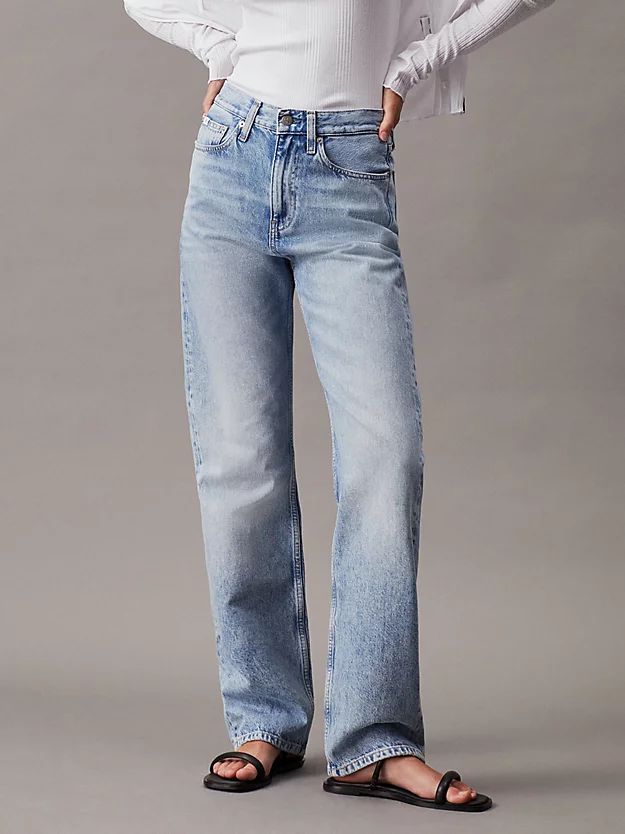 Calça jeans reta de cintura alta