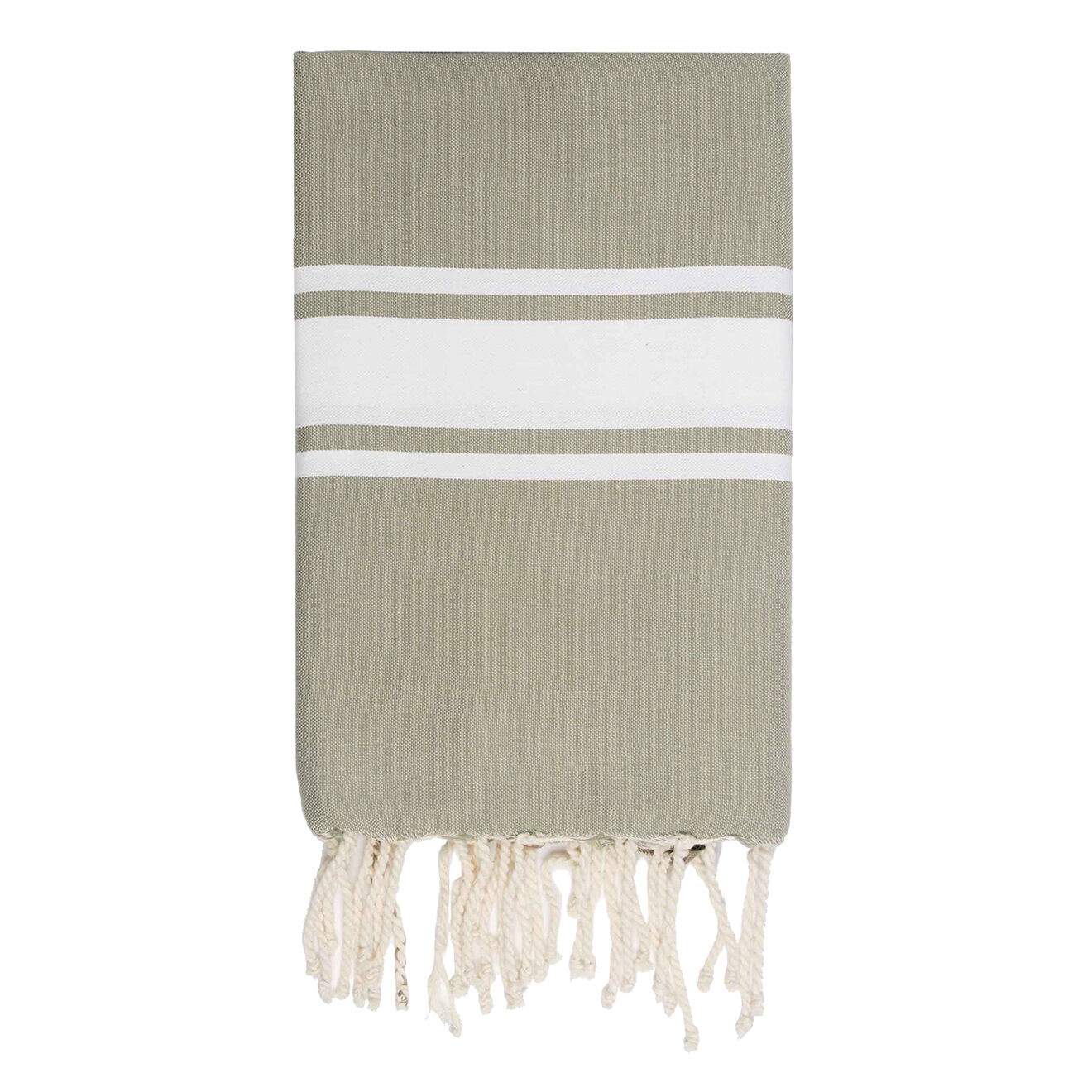 Febronie Fouta Traditionelle St Tropez taupe clair/blanc - 100x200 cm