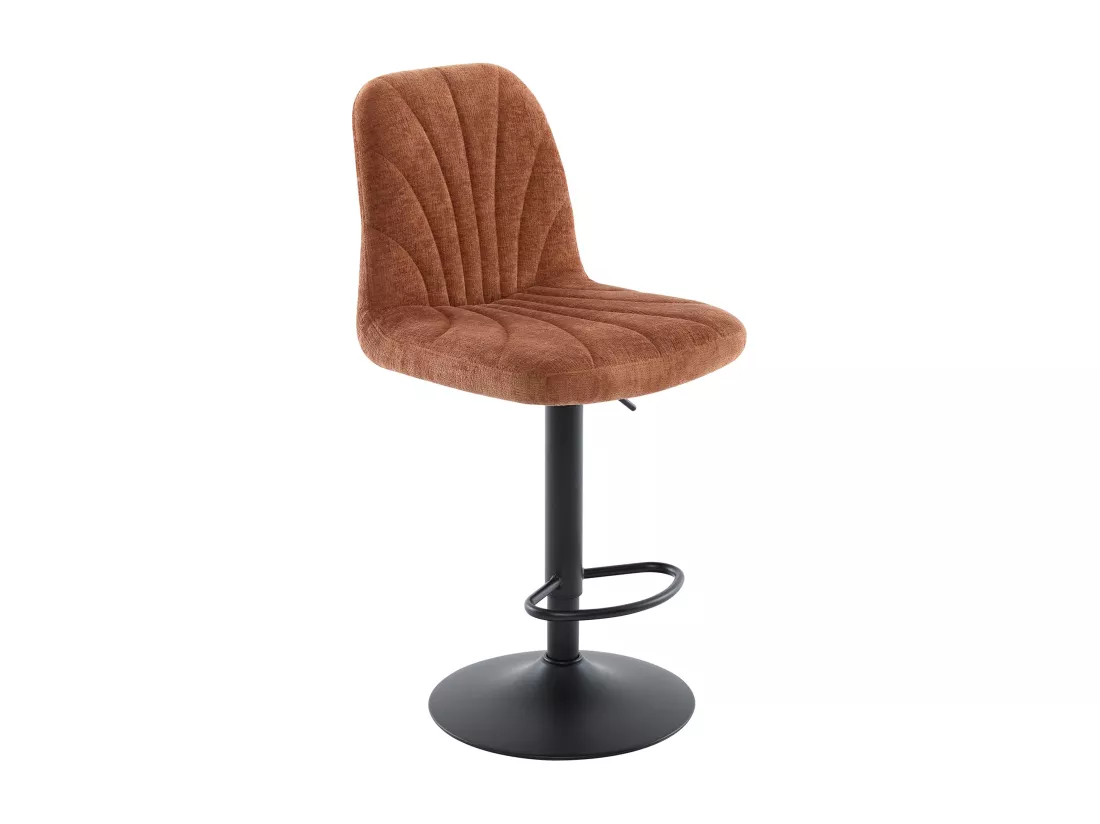 Lot de 2 tabourets de bar en tissu texturé et métal noir - Hauteur réglable - Terracotta - LASANDRIA