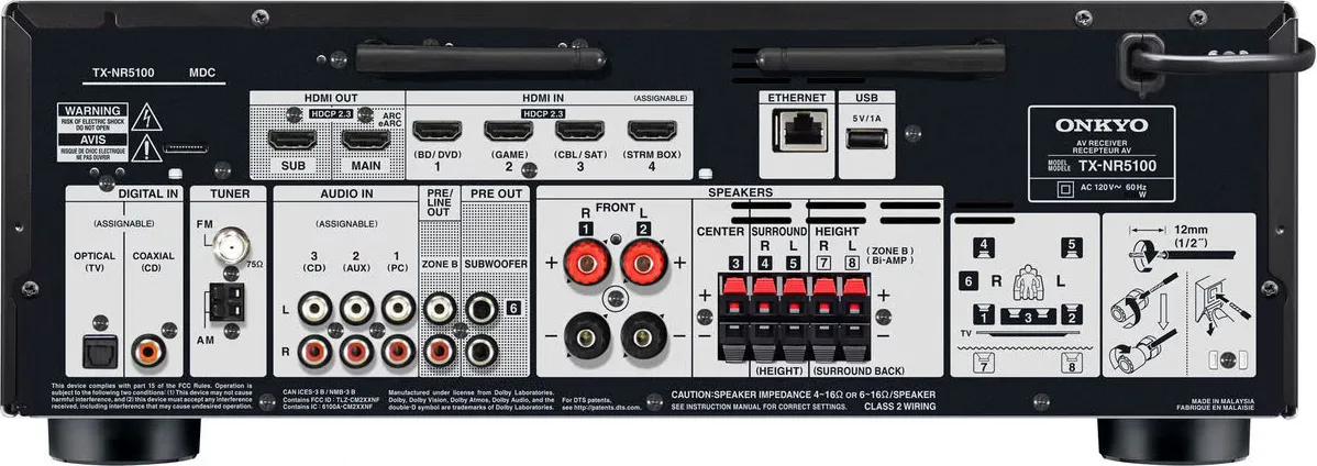 Onkyo TX-NR5100   Klipsch 800F 5.1 Chaînes Grand Spectacle