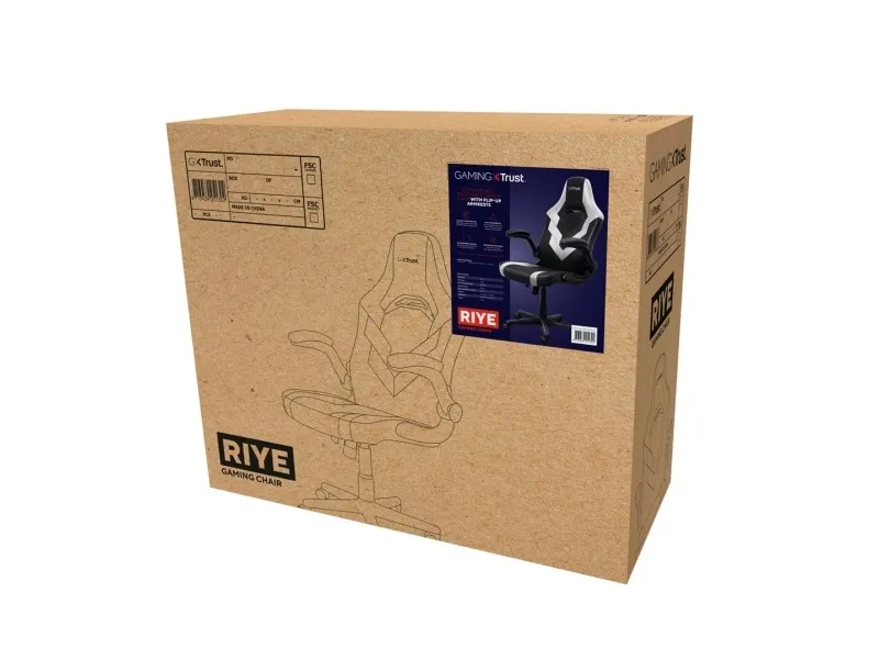 Trust GXT 703W RIYE - Spillestol - armstøtter - L-formet - vippe - drejeled - syntetisk læder, elastisk stof - hvid