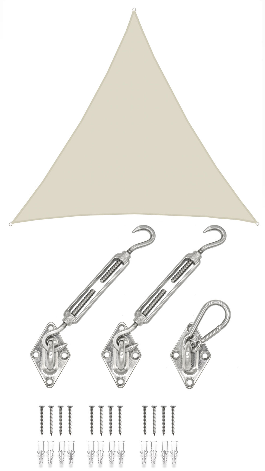AMANKA 5x5x5 waterdicht beige schaduwdoek met bevestigingsset