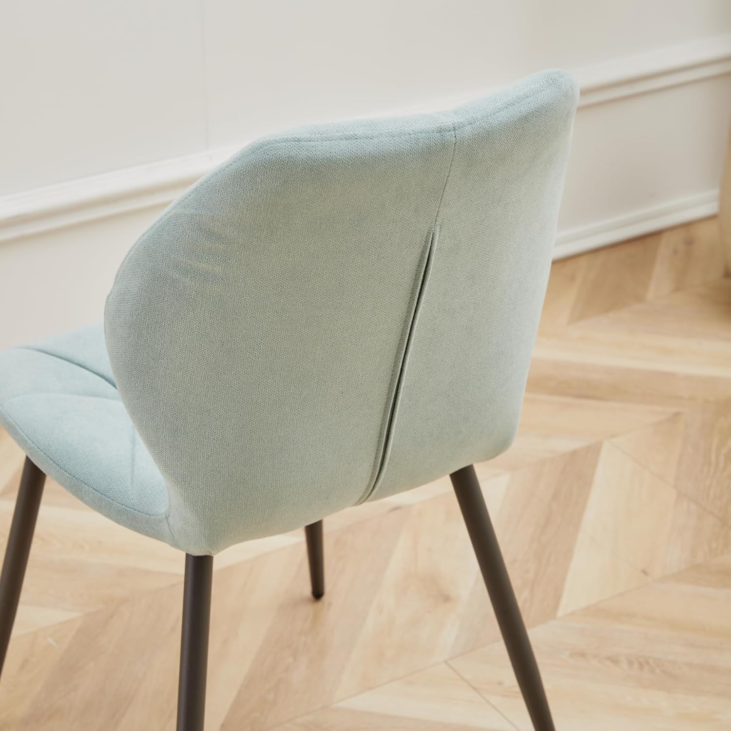 Esstisch und Stuhlset, 100 cm Runder Esstisch und 4 Moderne Leinenstühle, für Esszimmer, Küche, Wohnzimmer (Dunkel+ Mint)