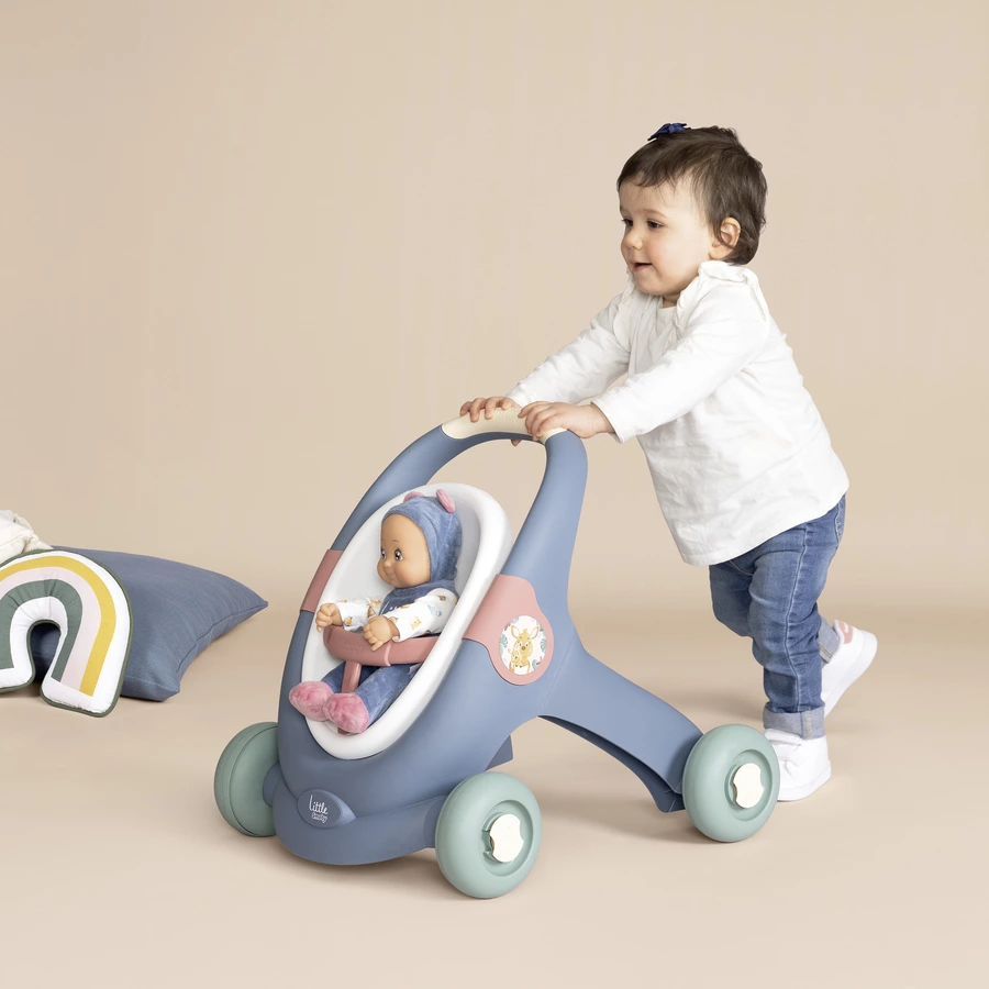 Little Smoby 3-in-1 Lauflern-Puppenwagen mit Schmusepuppe