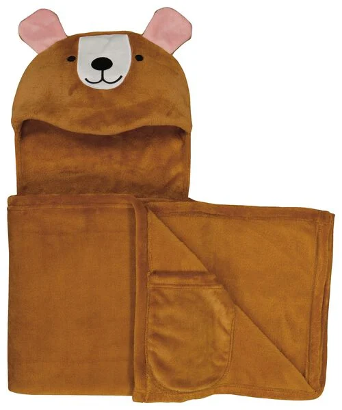 plaid à capuche 130x150 ours