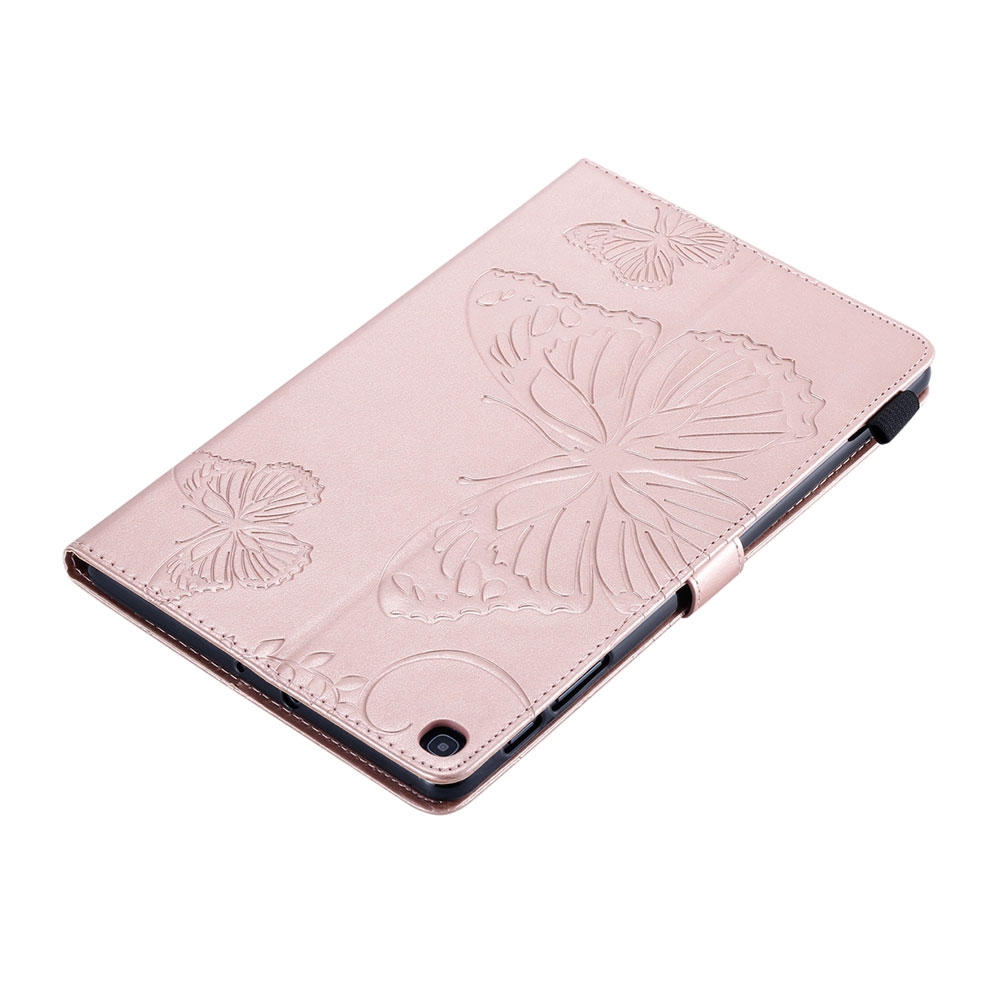 Samsung Galaxy Tab A 10.1 (2019) Leder Tasche Flip Cover Schmetterlinge - Roségold