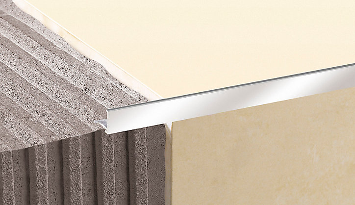 Profilé de carrelage intérieur Diall droit aluminium effet chromé poli L.2,5m x l.2,2cm x ep.10mm